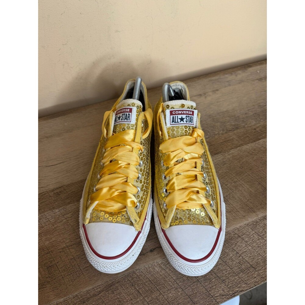Converse CTAS low top sneakers sequins matching satin laces women’s 11 - Picture 2 of 6